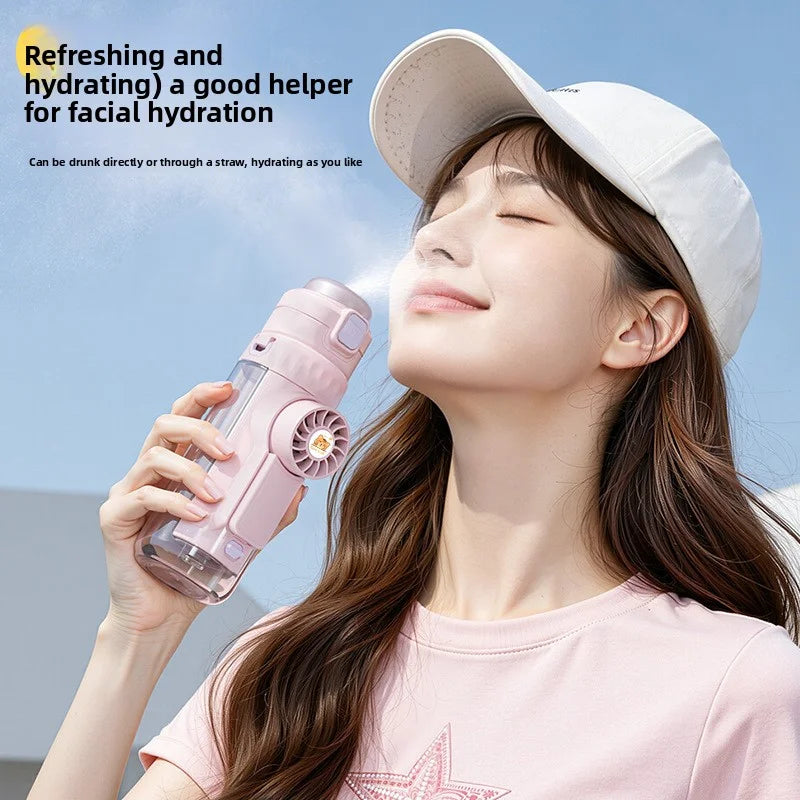 2026 New Portable Spray Fan Water Cup for Children'S School Use, Handheld Student Fan, Multi-Functional Water Bottle