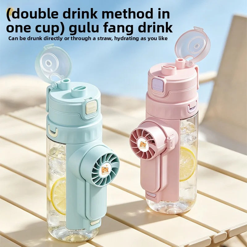 2026 New Portable Spray Fan Water Cup for Children'S School Use, Handheld Student Fan, Multi-Functional Water Bottle