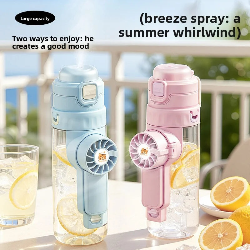 2026 New Portable Spray Fan Water Cup for Children'S School Use, Handheld Student Fan, Multi-Functional Water Bottle